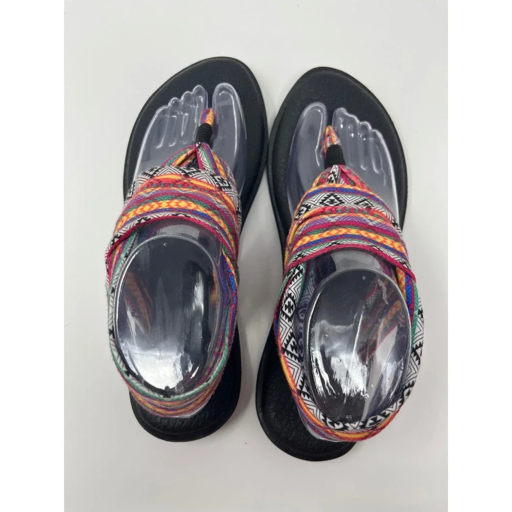 Sanuk Yoga Sling 2 Geometric Knit Sandal Women 9 Multicolor Boho   Hippie Tribal